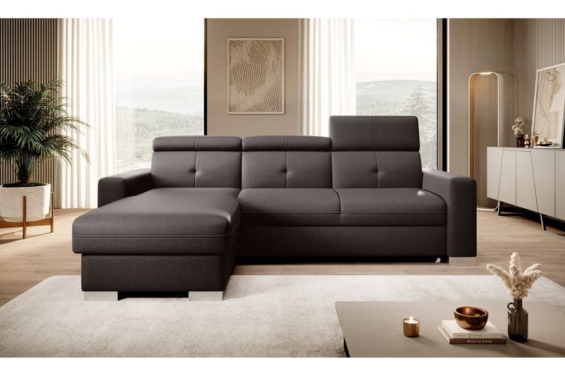 Trent Sovesofa m. Divan med Oppbevaring 3-seter, Mørkebrun