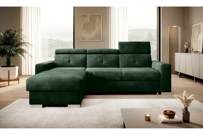 Trent Sovesofa m. Divan med Oppbevaring 3-seter - Mørkegrønn - Møbler - Sofaer - Sovesofaer