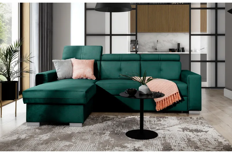 Trent Sovesofa m. Divan med Oppbevaring 3-seter - Mørkegrønn - Møbler - Sofaer - Sovesofaer