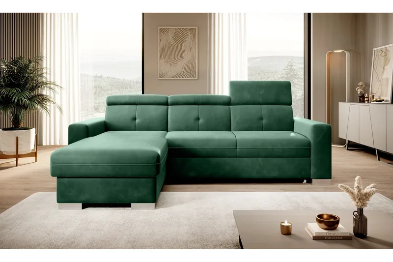 Trent Sovesofa m. Divan med Oppbevaring 3-seter - Mørkegrønn - Møbler - Sofaer - Sovesofaer