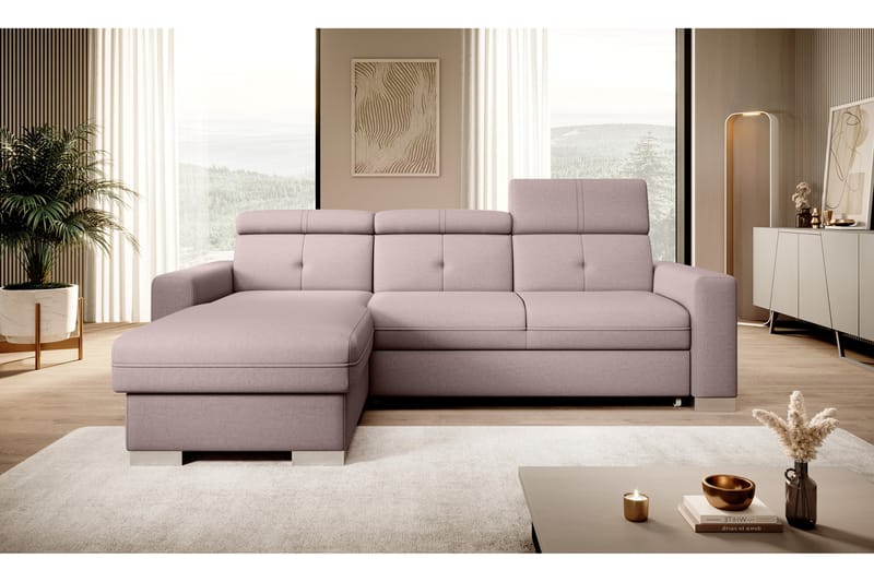 Trent Sovesofa m. Divan med Oppbevaring 3-seter - Rosa - Sovesofaer - Sovesofa divan