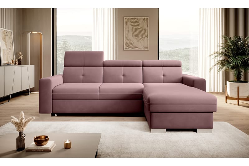 Trent Sovesofa m. Divan med Oppbevaring 3-seter - Rosa - Møbler - Sofaer - Sovesofaer