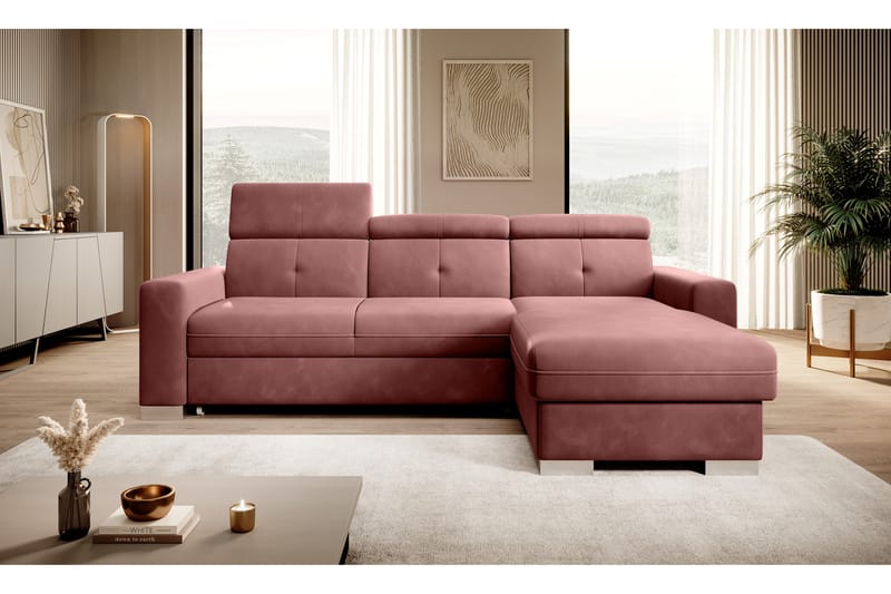 Trent Sovesofa m. Divan med Oppbevaring 3-seter - Rosa - Sovesofaer - Sovesofa divan