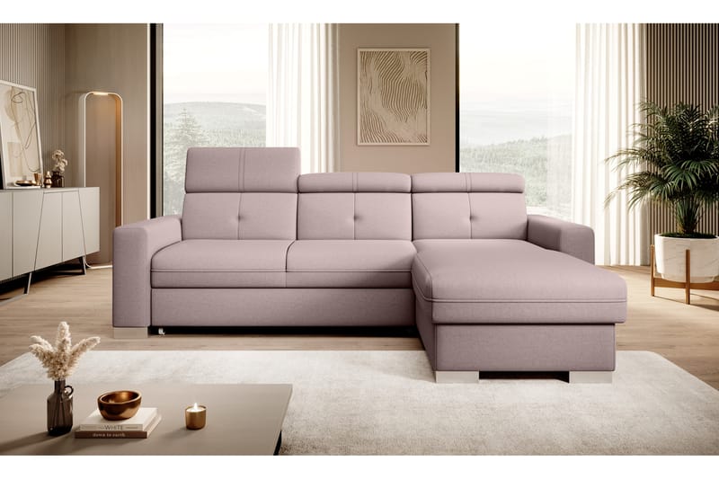 Trent Sovesofa m. Divan med Oppbevaring 3-seter - Rosa - Sovesofaer - Sovesofa divan