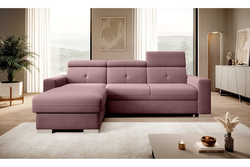 Trent Sovesofa m. Divan med Oppbevaring 3-seter - Rosa - Sovesofaer - Sovesofa divan