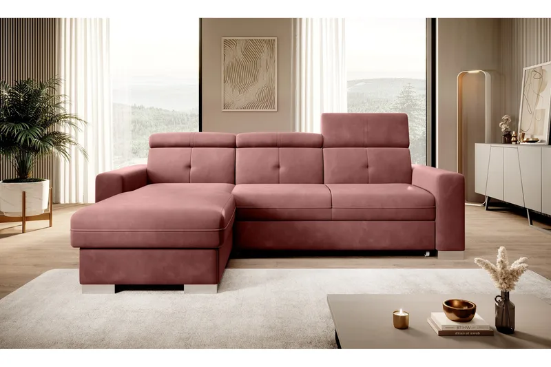 Trent Sovesofa m. Divan med Oppbevaring 3-seter - Rosa - Møbler - Sofaer - Sovesofaer