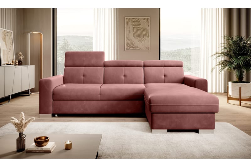 Trent Sovesofa m. Divan med Oppbevaring 3-seter - Rosa - Møbler - Sofaer - Sovesofaer
