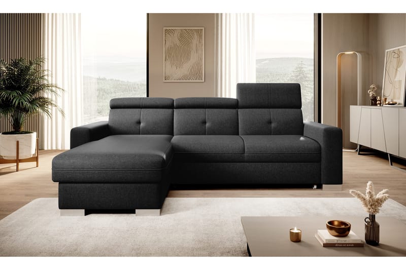 Trent Sovesofa m. Divan med Oppbevaring 3-seter - Svart - Møbler - Sofaer - Sovesofaer