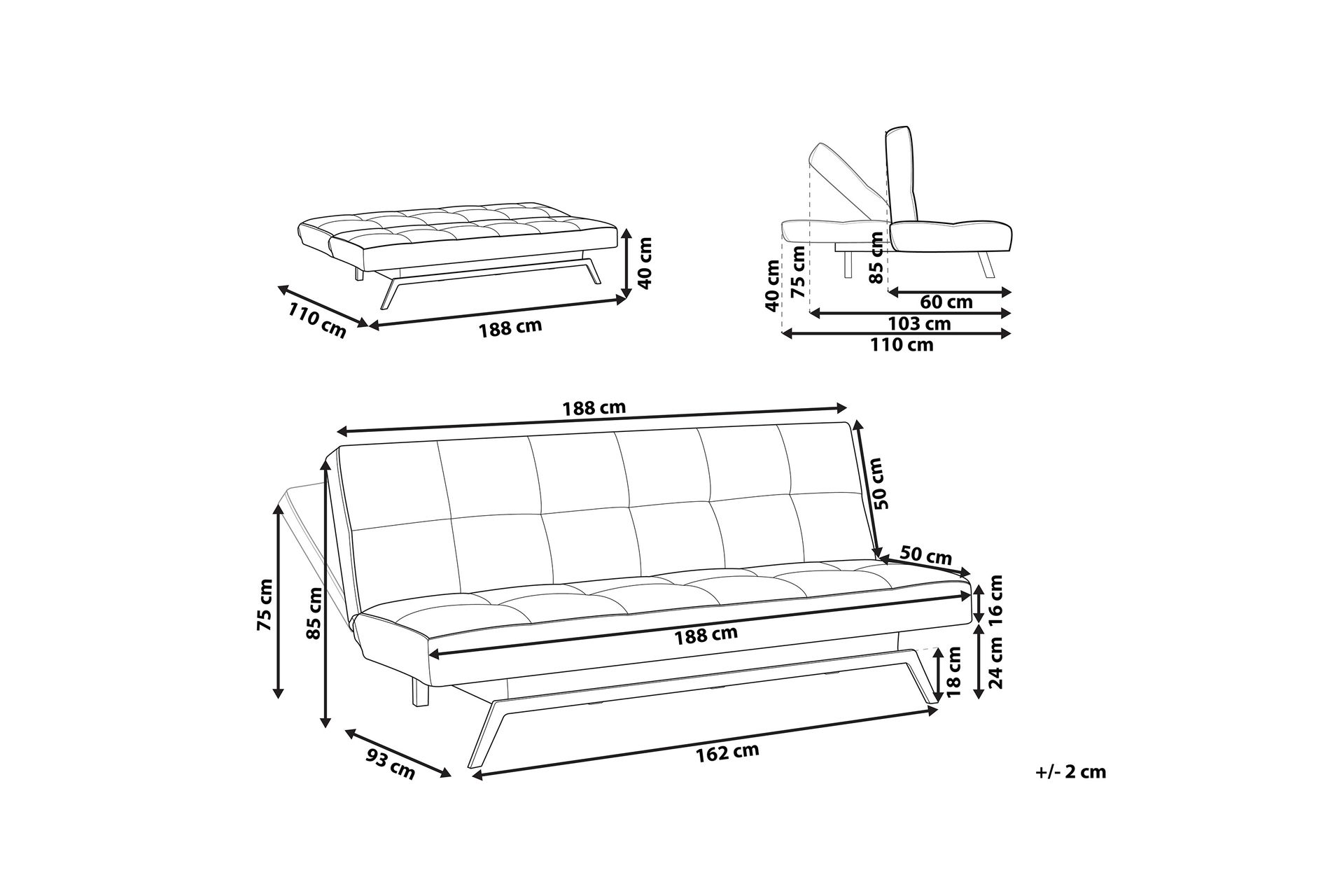 Tripta Sovesofa 3-seter - Svart/Grønn - Møbler - Sofaer - Sovesofaer