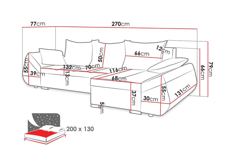Trolleboda 8-seters Sovesofa Venstre - Beige/Brun - Møbler - Sofaer - Sovesofaer