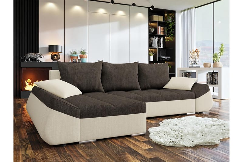Trolleboda 8-seters Sovesofa Venstre - Beige/Brun - Møbler - Sofaer - Sovesofaer