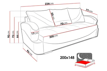 Turbo Sovesofa 200x96x90 cm - Møbler - Sofaer - Sovesofaer