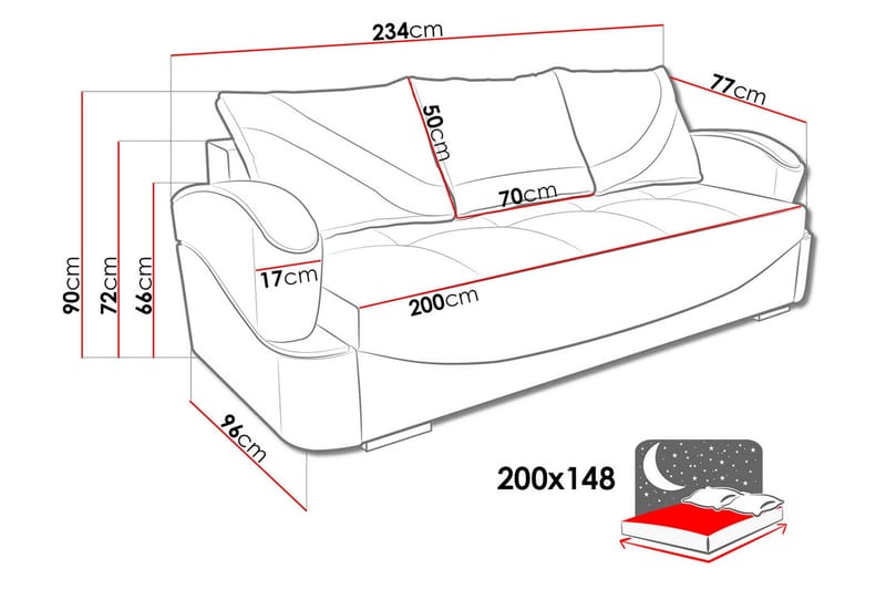 Turbo Sovesofa 200x96x90 cm - Møbler - Sofaer - Sovesofaer