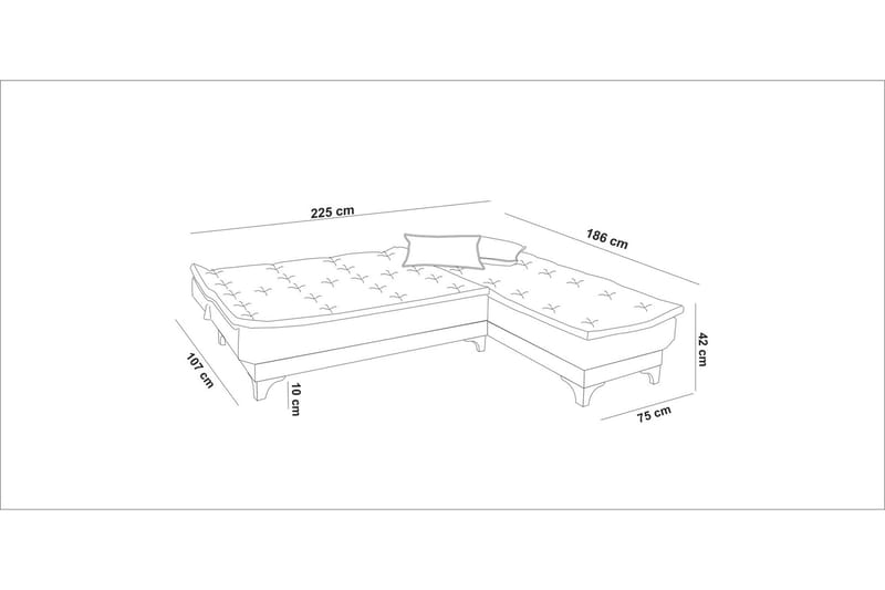 Turso Sovesofa med Divan Høyre - Blå - Sovesofaer - Sovesofa divan