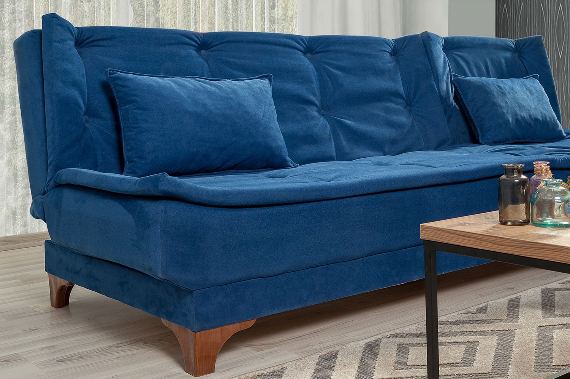 Turso Sovesofa med Divan Høyre - Blå - Møbler - Sofaer - Sovesofaer