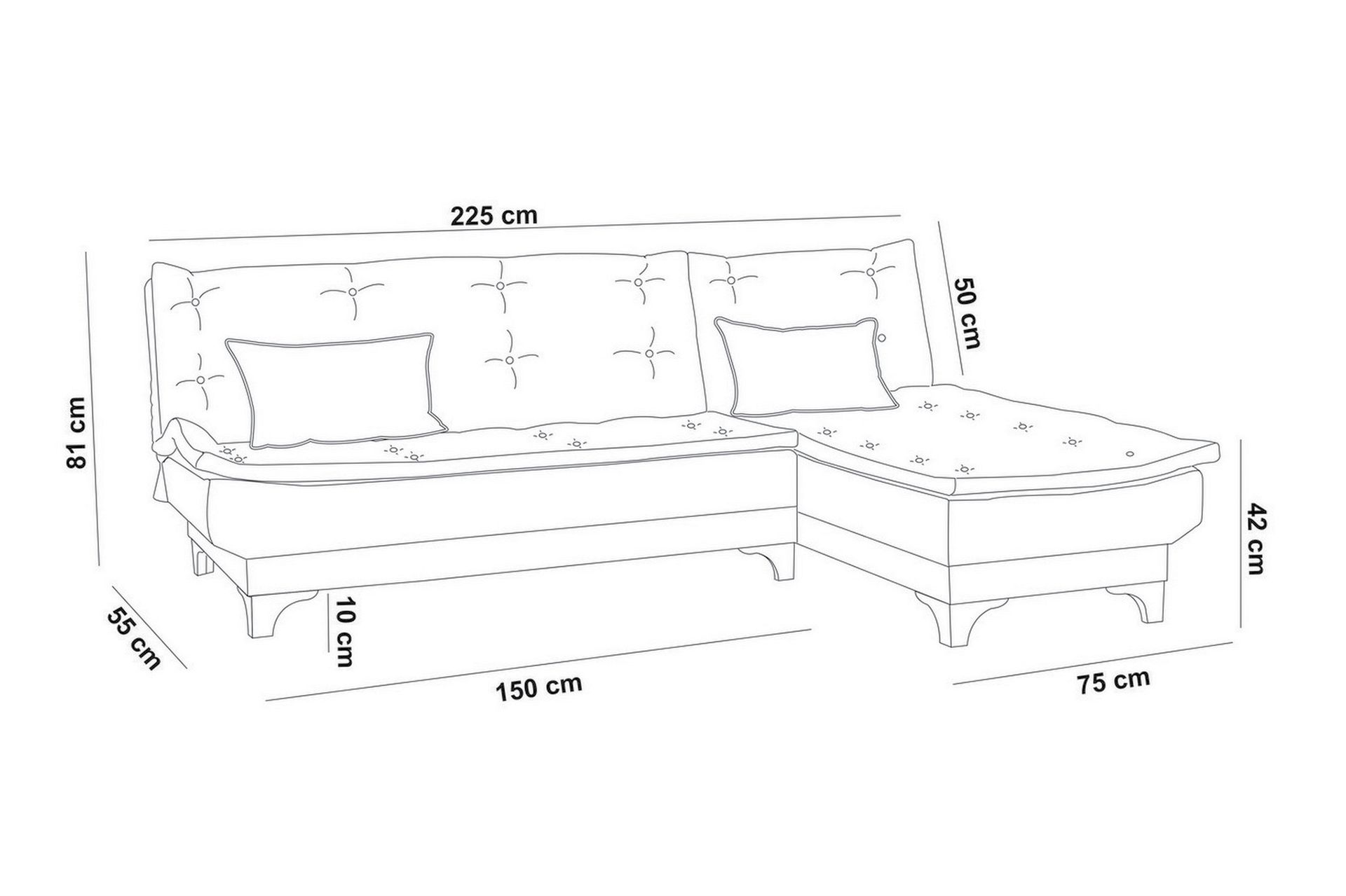 Turso Sovesofa med Divan Høyre - Blå - Møbler - Sofaer - Sovesofaer