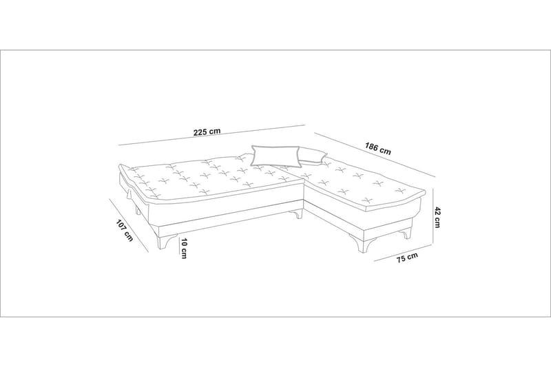 Turso Sovesofa med Divan Høyre - Blå - Møbler - Sofaer - Sovesofaer