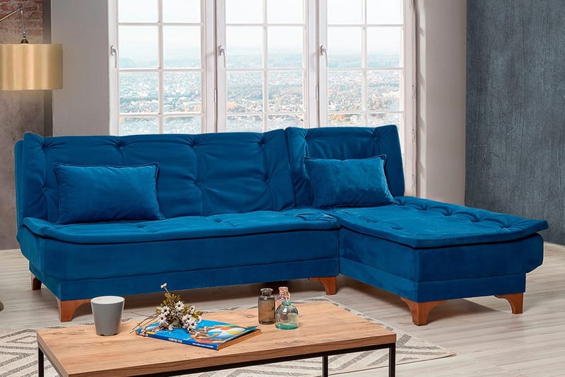 Turso Sovesofa med Divan Høyre - Blå - Møbler - Sofaer - Sovesofaer