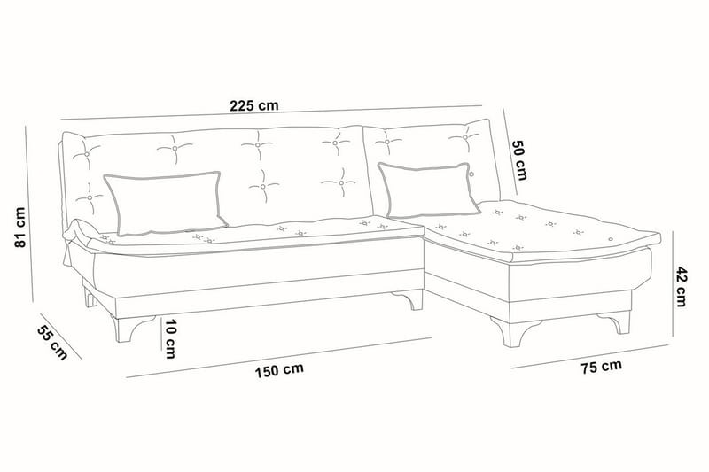 Turso Sovesofa med Divan Høyre - Brun - Møbler - Sofaer - Sovesofaer