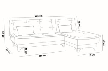 Turso Sovesofa med Divan Høyre - Brun - Møbler - Sofaer - Sovesofaer