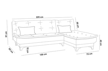 Turso Sovesofa med Divan Høyre - Grå - Møbler - Sofaer - Sovesofaer