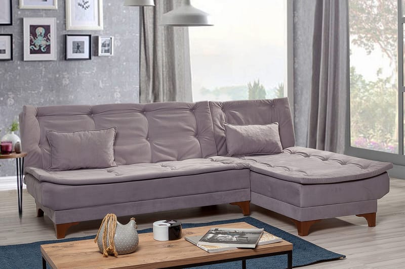 Turso Sovesofa med Divan Høyre - Grå - Møbler - Sofaer - Sovesofaer