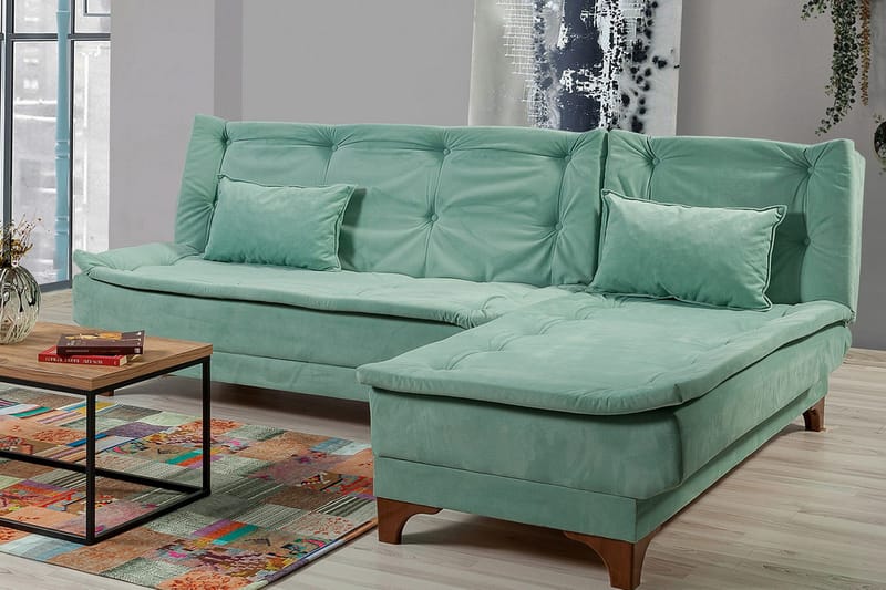 Turso Sovesofa med Divan Høyre - Grønn - Møbler - Sofaer - Sovesofaer