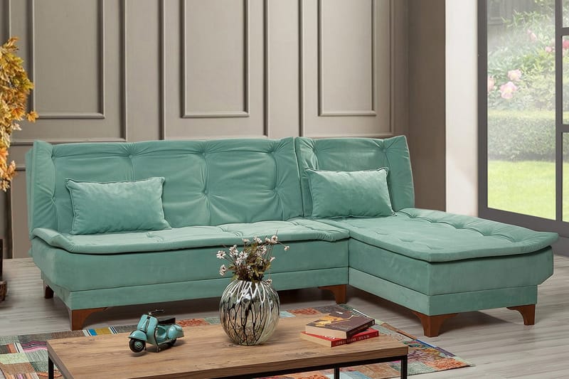 Turso Sovesofa med Divan Høyre - Grønn - Møbler - Sofaer - Sovesofaer