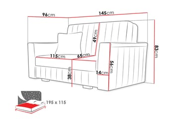 Upperud 2-seters Sovesofa - Fløyel/Svart - Møbler - Sofaer - Sovesofaer
