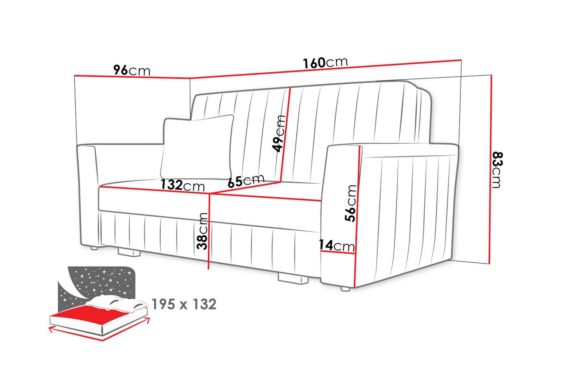 Upperud 3-seters Sovesofa - Fløyel/Svart - Møbler - Sofaer - Sovesofaer