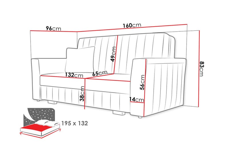 Upperud Sofa - Rosa - Møbler - Sofaer - Sovesofaer