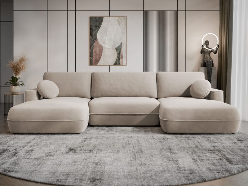 Uppland Sovesofa med dobbel sjeselong 5-seter - Beige - Møbler - Sofaer - Sovesofaer