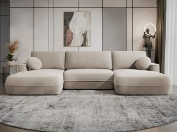 Uppland Sovesofa med dobbel sjeselong 5-seter - Beige - Møbler - Sofaer - Sovesofaer