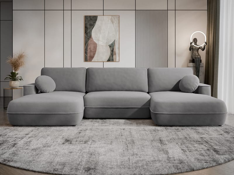 Uppland Sovesofa med dobbel sjeselong 5-seter - Grå - Møbler - Sofaer - Sovesofaer