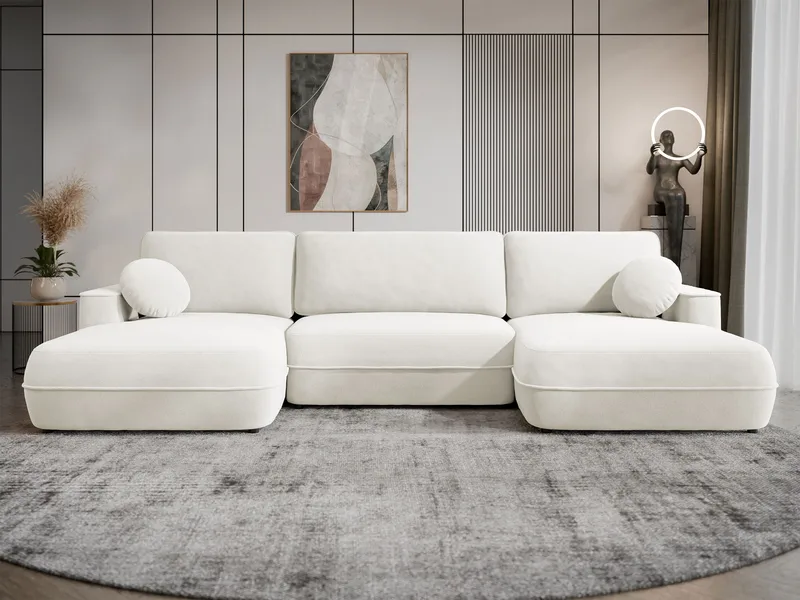 Uppland Sovesofa med dobbel sjeselong 5-seter - Hvit - Møbler - Sofaer - Sovesofaer