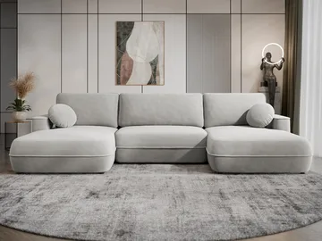 Uppland Sovesofa med dobbel sjeselong 5-seter - Lysegrå - Møbler - Sofaer - Sovesofaer