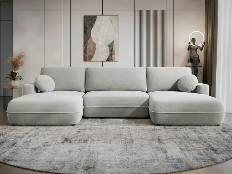 Uppland Sovesofa med dobbel sjeselong 5-seter - Lysegrå - Møbler - Sofaer - Sovesofaer
