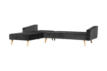 Vadso Venstre Sovesofa 100x270 cm i Fløyel - Antrasitt - Møbler - Sofaer - Sovesofaer