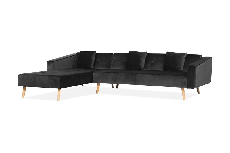 Vadso Venstre Sovesofa 100x270 cm i Fløyel, Antrasitt