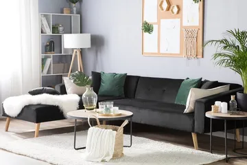Vadso Venstre Sovesofa 100x270 cm i Fløyel - Antrasitt - Møbler - Sofaer - Sovesofaer