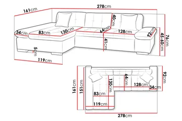 Vananda Soffa med Divan 3-seter - Blå - Møbler - Sofaer - Sovesofaer - Sovesofa divan