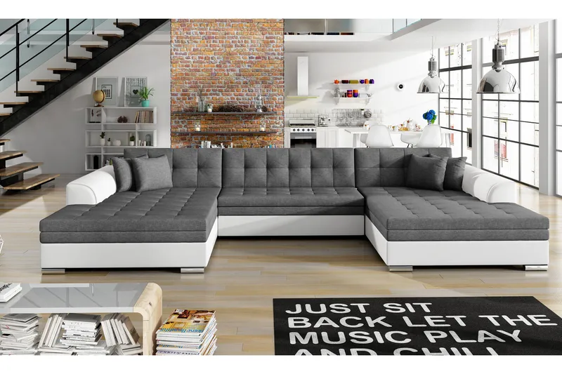 Ventolia Hjørnesovesofa - Grå/Hvit - Møbler - Sofaer - Sovesofaer