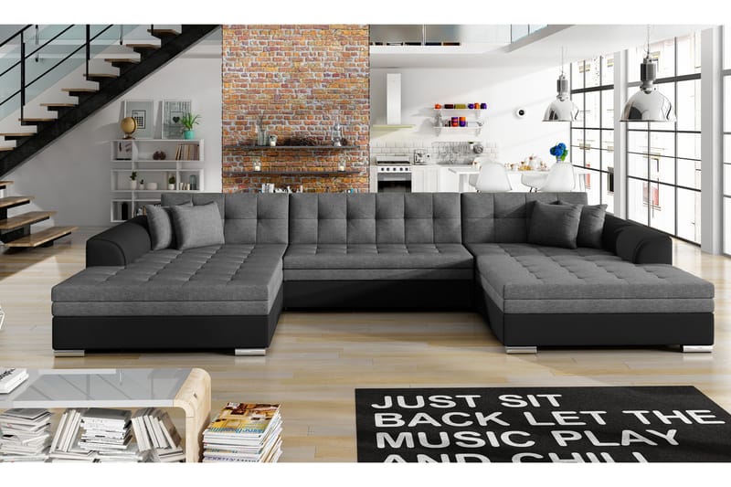 Ventolia Hjørnesovesofa - Grå/Svart - Møbler - Sofaer - Sovesofaer
