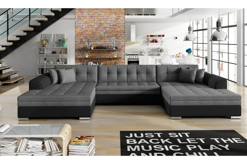 Ventolia Hjørnesovesofa - Grå/Svart - Møbler - Sofaer - Sovesofaer