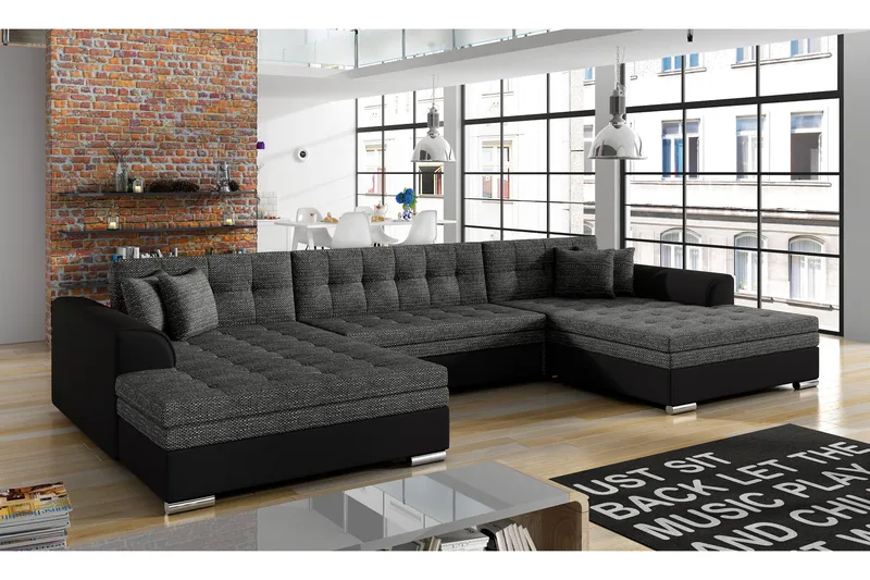 Ventolia Hjørnesovesofa - Grå/Svart - Møbler - Sofaer - Sovesofaer