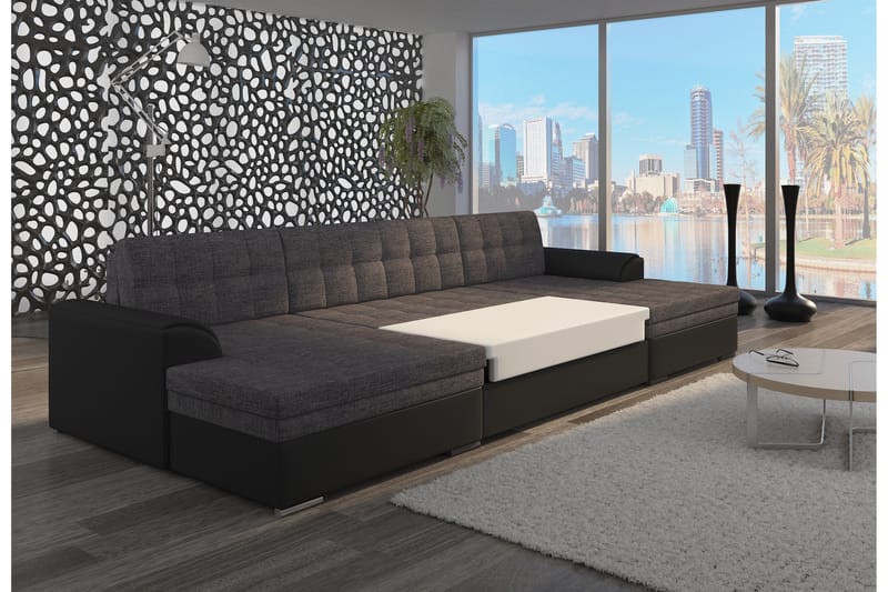 Ventolia Hjørnesovesofa - Grå/Svart - Møbler - Sofaer - Sovesofaer