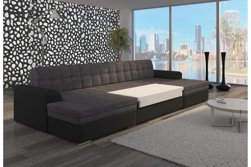 Ventolia Hjørnesovesofa - Grå/Svart - Møbler - Sofaer - Sovesofaer