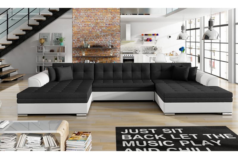 Ventolia Hjørnesovesofa - Svart/Hvit - Møbler - Sofaer - Sovesofaer