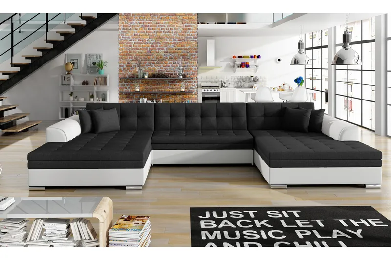 Ventolia Hjørnesovesofa - Svart/Hvit - Møbler - Sofaer - Sovesofaer