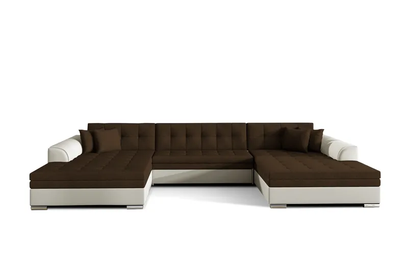 Ventolia Knappet U-formet Hjørnesovesofa i Stoff - Beige|Brun - Møbler - Sofaer - Sovesofaer